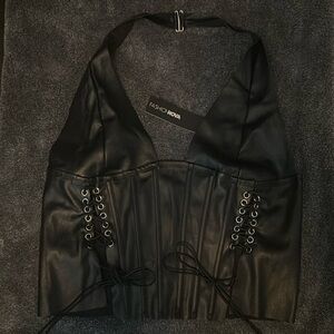 BRAND NEW - Faux Leather Corset Halter Top
